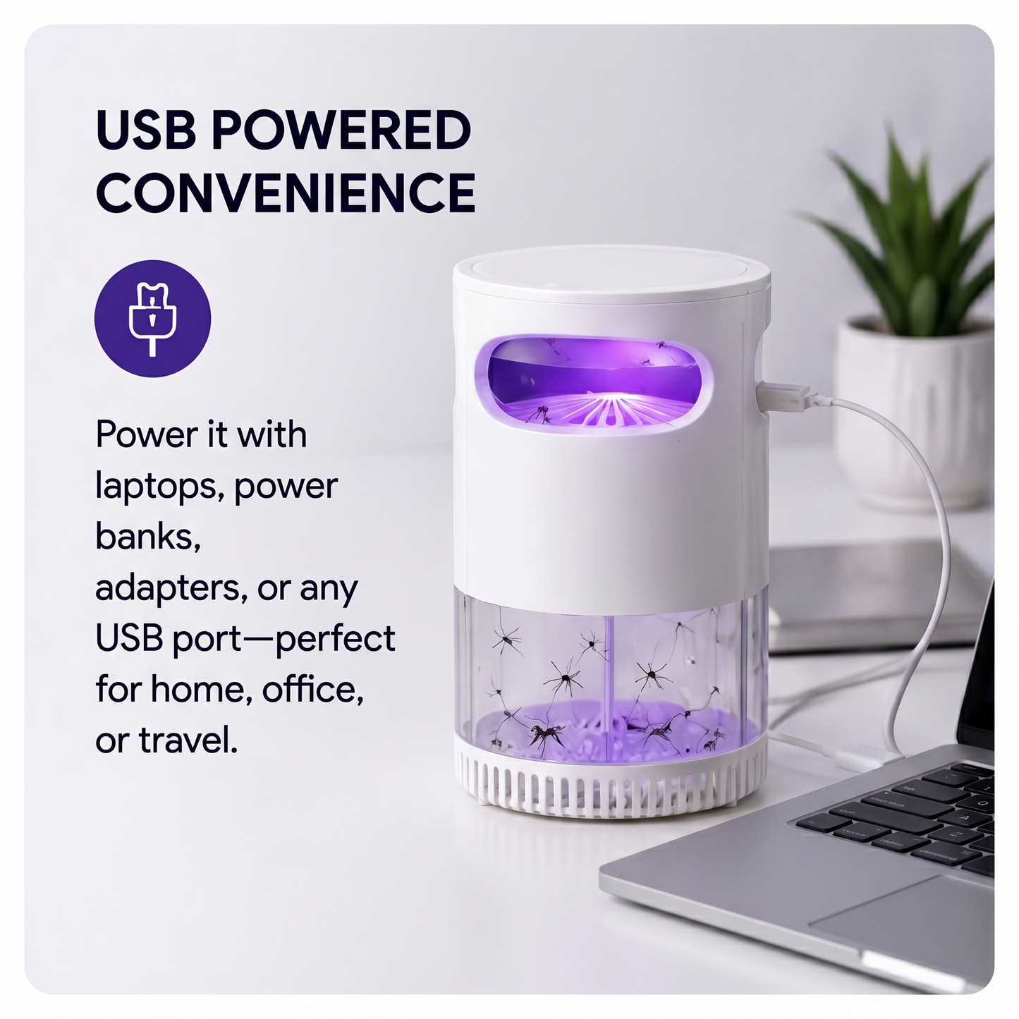 Mosquito Killer Lamp With USB Powered – Safe for Kids & Pets