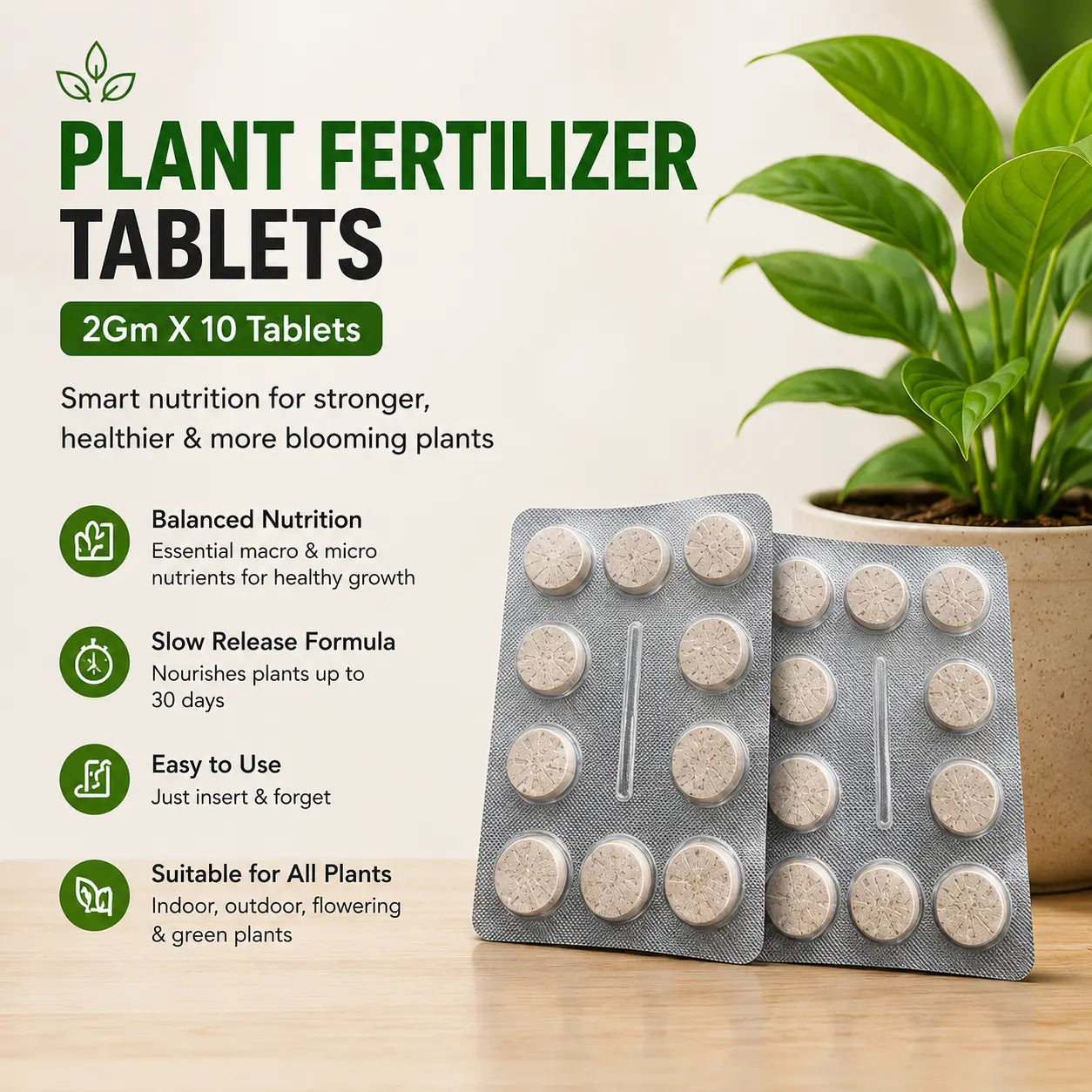 Organic Style Slow Release Plant Nutrient Tablets | Long Lasting Plant Food Tablets for Home Gardens Balanced Nutrition Fertilizer Tablets for Plants