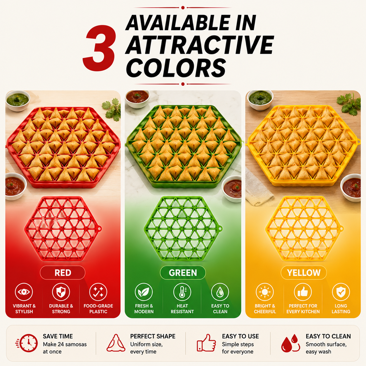 Samosa Maker (Make 24 Perfect Samosas at Once) - Available in 3 Vibrant Colors