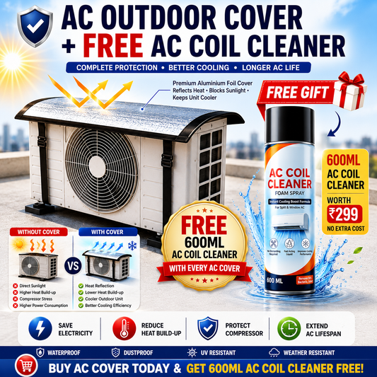Premium AC Outdoor Unit Cover for AC | Heat Resistant Waterproof Aluminium Foil Sun Shade Cover | UV, Rain & Dust Protection for Compressor Outdoor Unit
