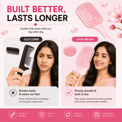 Hair Brush for Women & Girls | Soft Scalp Massage Brush for Wet & Dry Hair | Anti Hair Fall Detangling Paddle Hair Brush | Gentle & Pain-Free Hair Care Brush