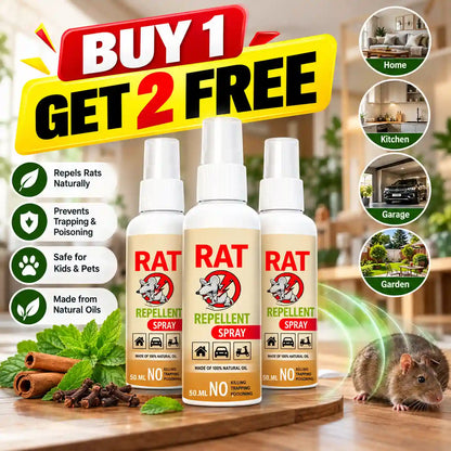 Natural Rat Repellent Spray – 50ML | Keeps Rats Away from Home, Car, Garage, Garden & Kitchen