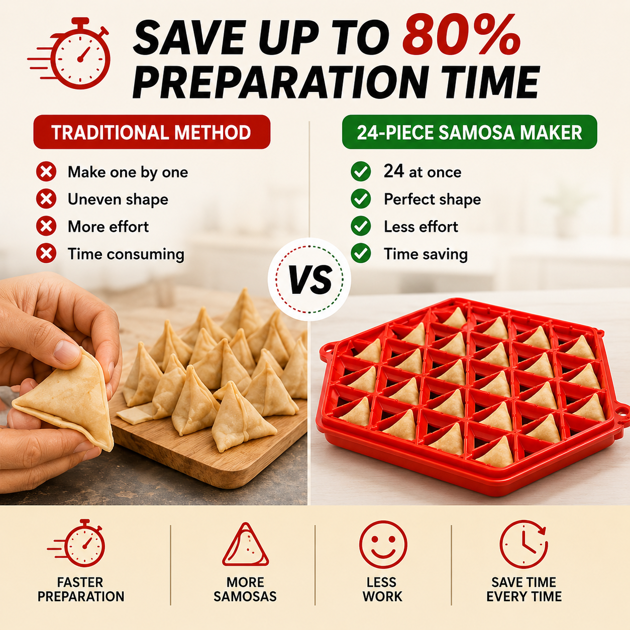 Samosa Maker (Make 24 Perfect Samosas at Once) - Available in 3 Vibrant Colors