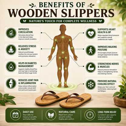 Premium Natural Wooden Slippers for Men & Women | Neem, Jamun & Arjuna Wood | Handcrafted Comfort