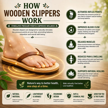 Premium Natural Wooden Slippers for Men & Women | Neem, Jamun & Arjuna Wood | Handcrafted Comfort