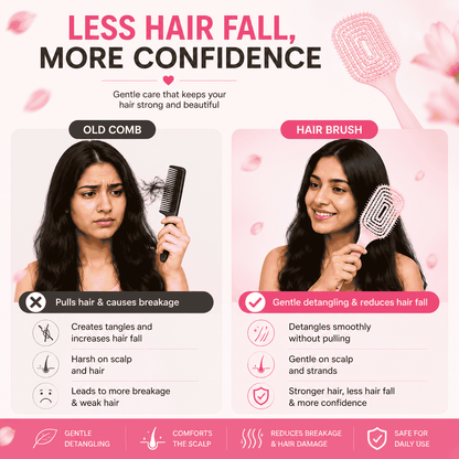Hair Brush for Women & Girls | Soft Scalp Massage Brush for Wet & Dry Hair | Anti Hair Fall Detangling Paddle Hair Brush | Gentle & Pain-Free Hair Care Brush
