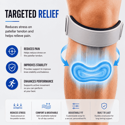 Premium Adjustable Knee Strap for Running, Gym, Cycling & Sports | Patellar Tendon Support Brace for Men & Women | Lightweight Knee Pain Relief Strap
