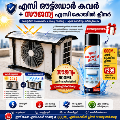 Premium AC Outdoor Cover | Waterproof UV Protection + FREE AC Cleaning Foam Spray | എന്നതിനുള്ള തമിഴ് വിവർത്തനങ്ങൾ: