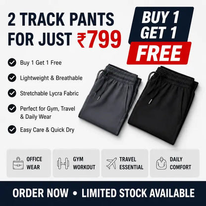 Combo Dark grey & Black Men's NS Lycra Track Pants ( pack of 2)