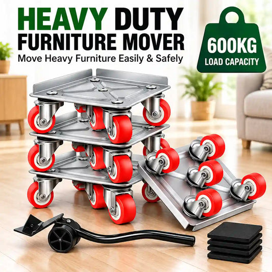 Heavy Duty Furniture Mover Dolly Set – 600KG Load Capacity with Lifting Lever & Anti-Slip Pads