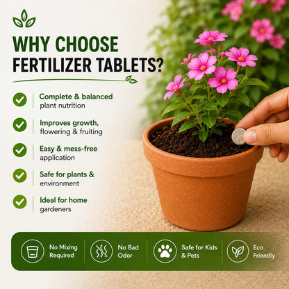 Organic Style Slow Release Plant Nutrient Tablets | Long Lasting Plant Food Tablets for Home Gardens Balanced Nutrition Fertilizer Tablets for Plants