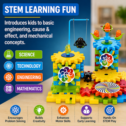 Miracle Bricks Educational Building Blocks Toy Set – 101 Pieces Motorized Interlocking Gear Blocks for Kids