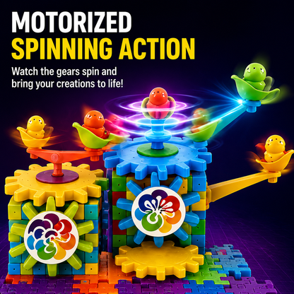 Miracle Bricks Educational Building Blocks Toy Set – 101 Pieces Motorized Interlocking Gear Blocks for Kids