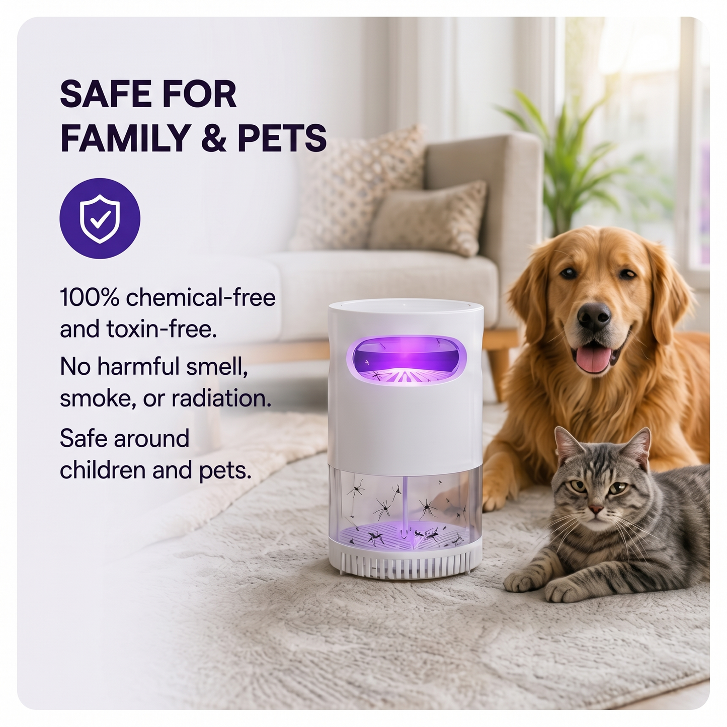 Mosquito Killer Lamp With USB Powered – Safe for Kids & Pets