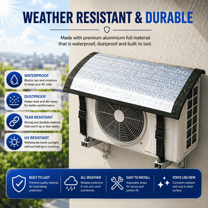 Premium AC Outdoor Unit Cover for AC | Heat Resistant Waterproof Aluminium Foil Sun Shade Cover | UV, Rain & Dust Protection for Compressor Outdoor Unit