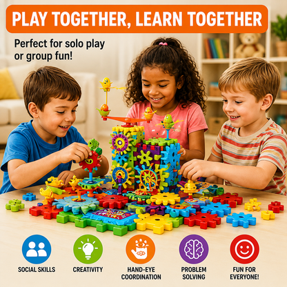 Miracle Bricks Educational Building Blocks Toy Set – 101 Pieces Motorized Interlocking Gear Blocks for Kids