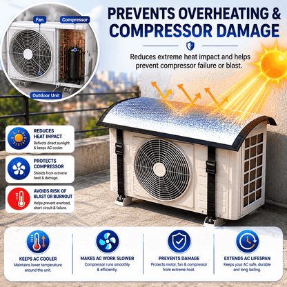 Premium AC Outdoor Unit Cover for AC | Heat Resistant Waterproof Aluminium Foil Sun Shade Cover | UV, Rain & Dust Protection for Compressor Outdoor Unit