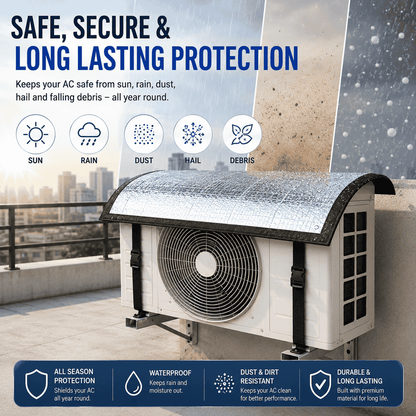Premium AC Outdoor Unit Cover for AC | Heat Resistant Waterproof Aluminium Foil Sun Shade Cover | UV, Rain & Dust Protection for Compressor Outdoor Unit