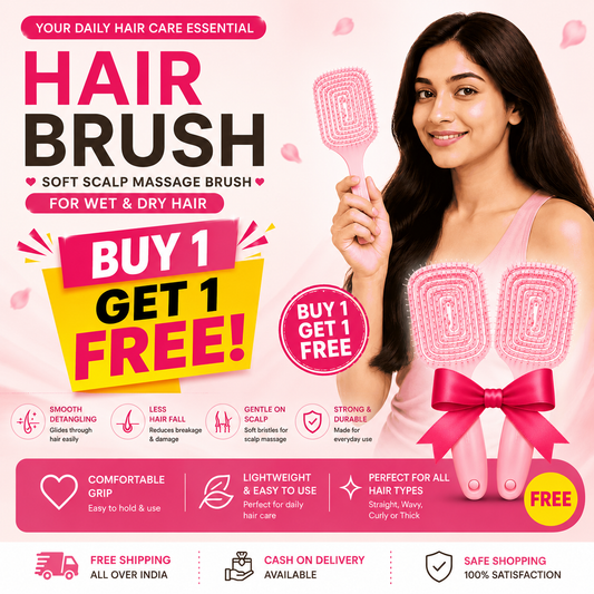Hair Brush for Women & Girls | Soft Scalp Massage Brush for Wet & Dry Hair | Anti Hair Fall Detangling Paddle Hair Brush | Gentle & Pain-Free Hair Care Brush