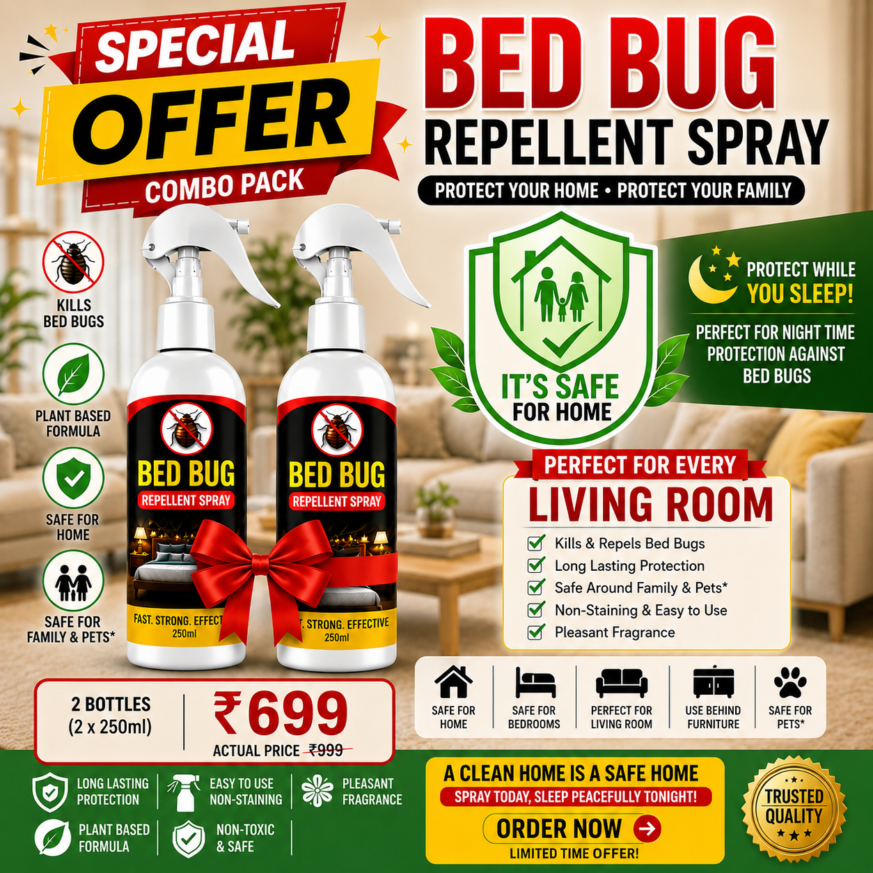 PowerGuard Anti Bed Bug, Rat & Lizard Repellent Spray (250ML)