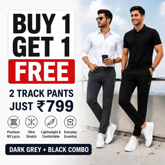 Combo Dark grey & Black Men's NS Lycra Track Pants ( pack of 2)