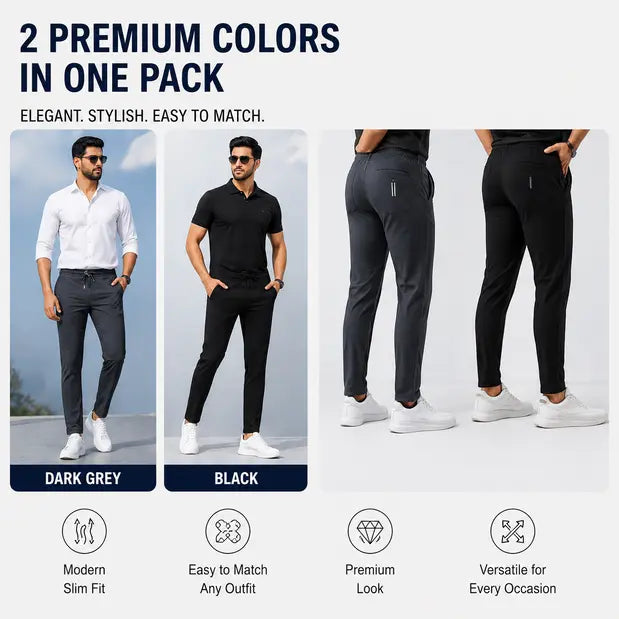 Combo Dark grey & Black Men's NS Lycra Track Pants ( pack of 2)