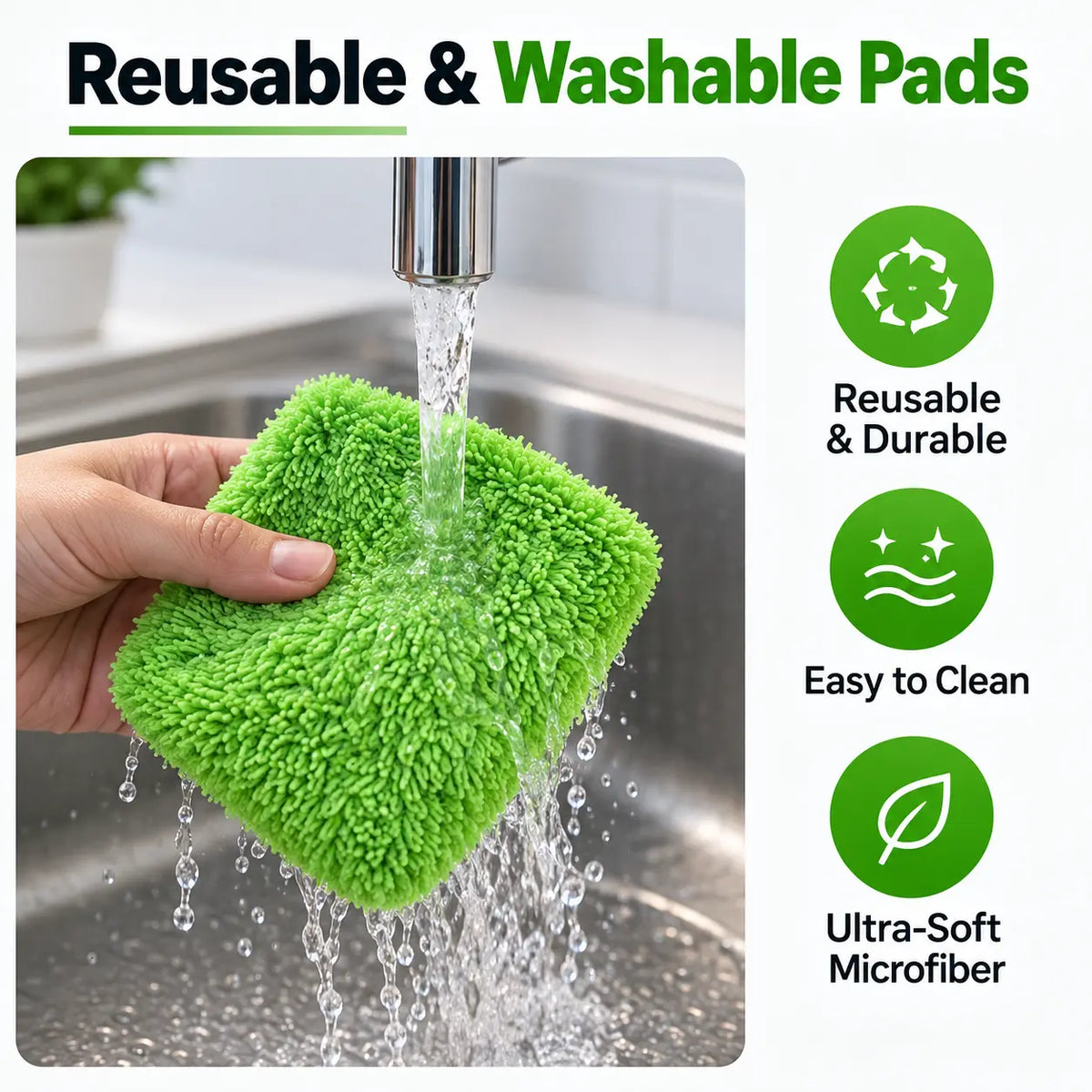 Tidy Monster Windshield Cleaning Tool – Microfiber Car Glass Cleaner with Extendable Handle & 4 Washable Pads