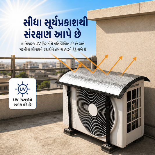Premium AC Outdoor Unit Cover for AC | Heat Resistant Waterproof Aluminium Foil Sun Shade Cover | UV, Rain & Dust Protection for Compressor Outdoor Unit | તેના માટેના તમિલ અનુવાદો: