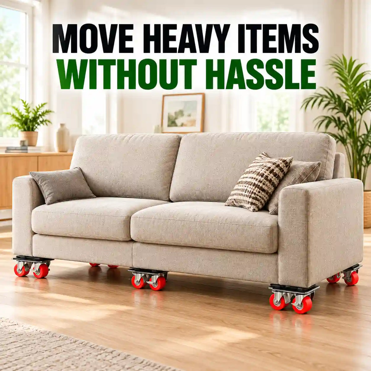 Heavy Duty Furniture Mover Dolly Set – 600KG Load Capacity with Lifting Lever & Anti-Slip Pads