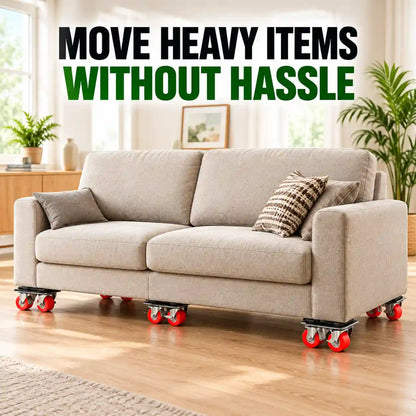 Heavy Duty Furniture Mover Dolly Set – 600KG Load Capacity with Lifting Lever & Anti-Slip Pads