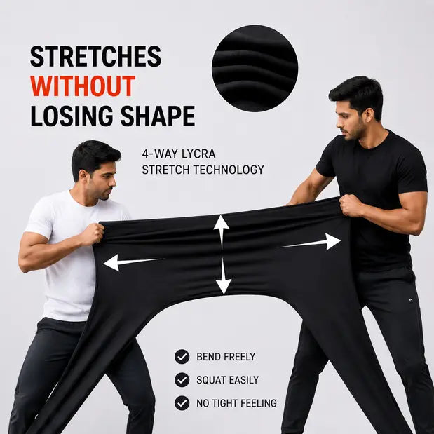 Combo Dark grey & Black Men's NS Lycra Track Pants ( pack of 2)