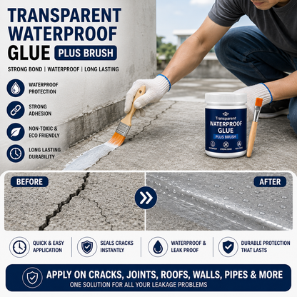 Transparent Waterproof Glue Plus Free Brush 500Gm