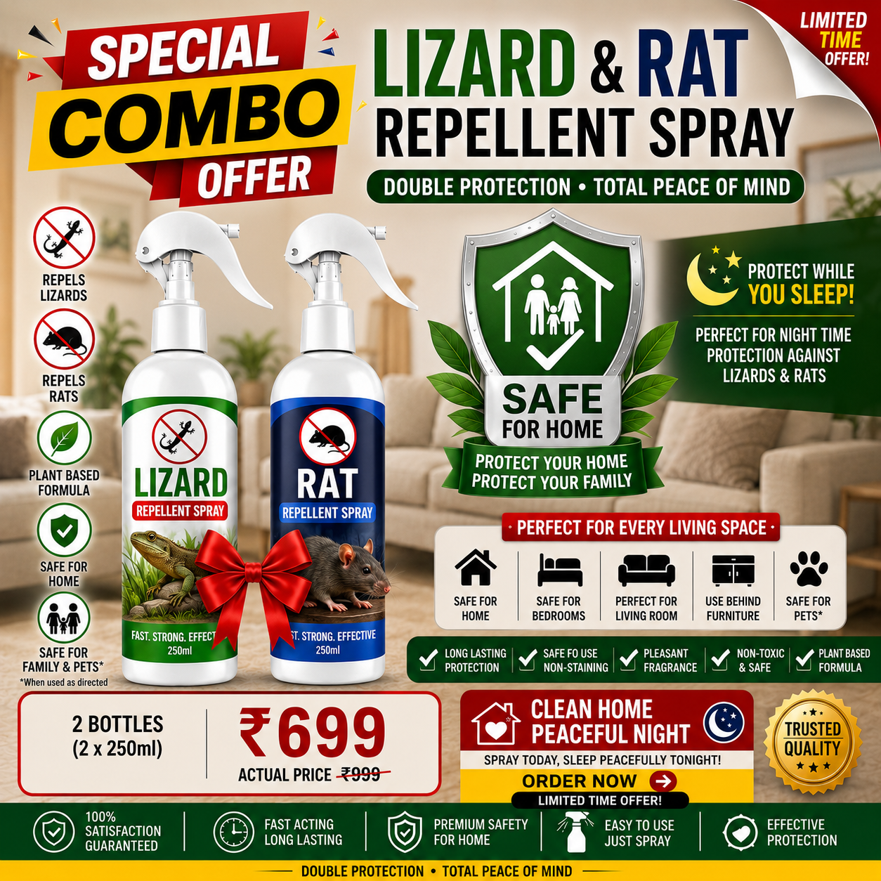 PowerGuard Anti Bed Bug, Rat & Lizard Repellent Spray (250ML)